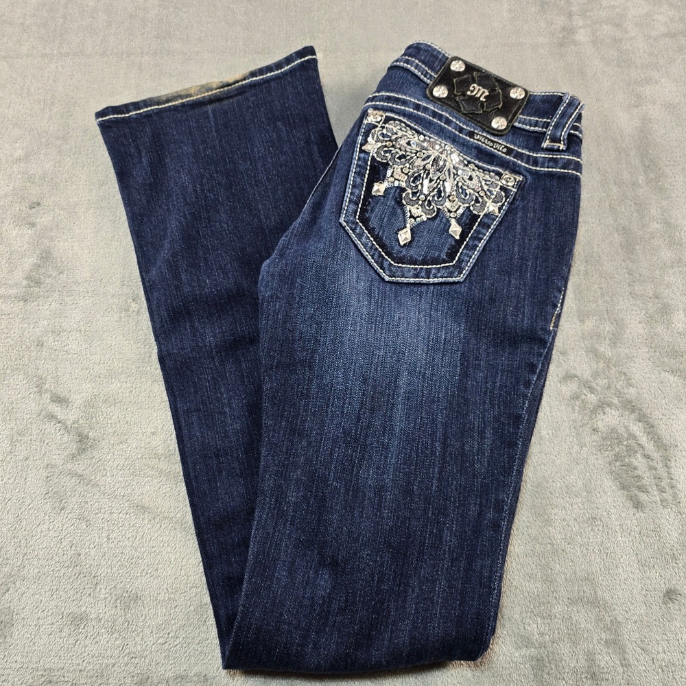 Miss Me Signature Boot Jeans Womens 27 Dark Embellished Sequin Y2K HEEL DRAG